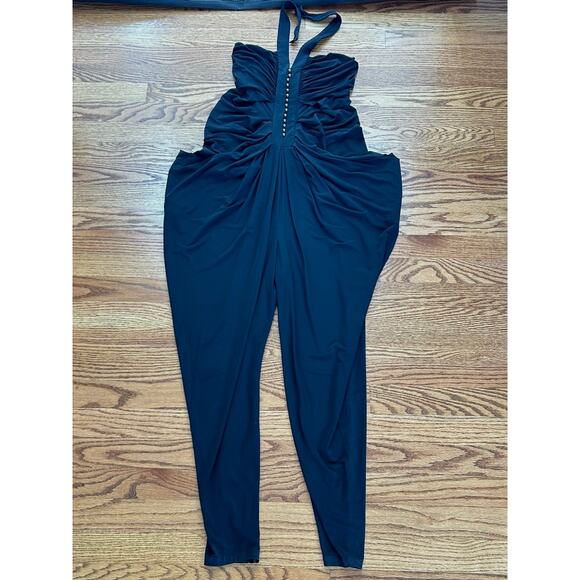 Diane von Furstenberg Black Halter Stretch Jersey Knit 6 Jumpsuit MSRP $398 - Picture 6 of 10